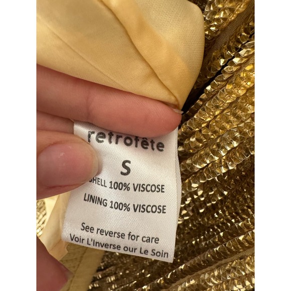 Retrofête Julie Sequin Mini Dress Gold Size S - Picture 11 of 11